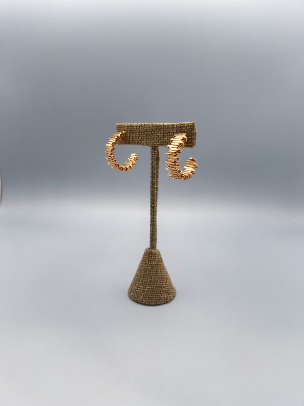 gold textured hoop earrings