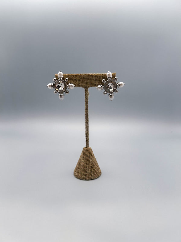 pearl bead earrings silver