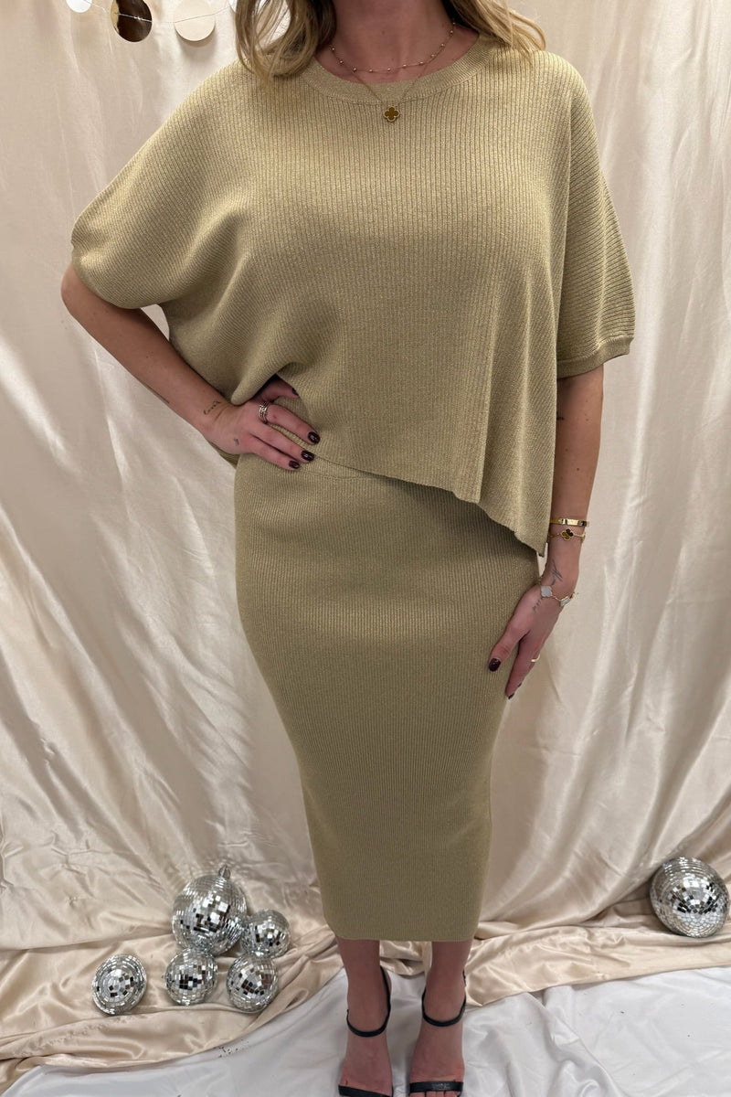 rae of light gold midi skirt