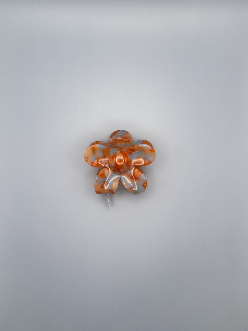 orange marbled flower clip