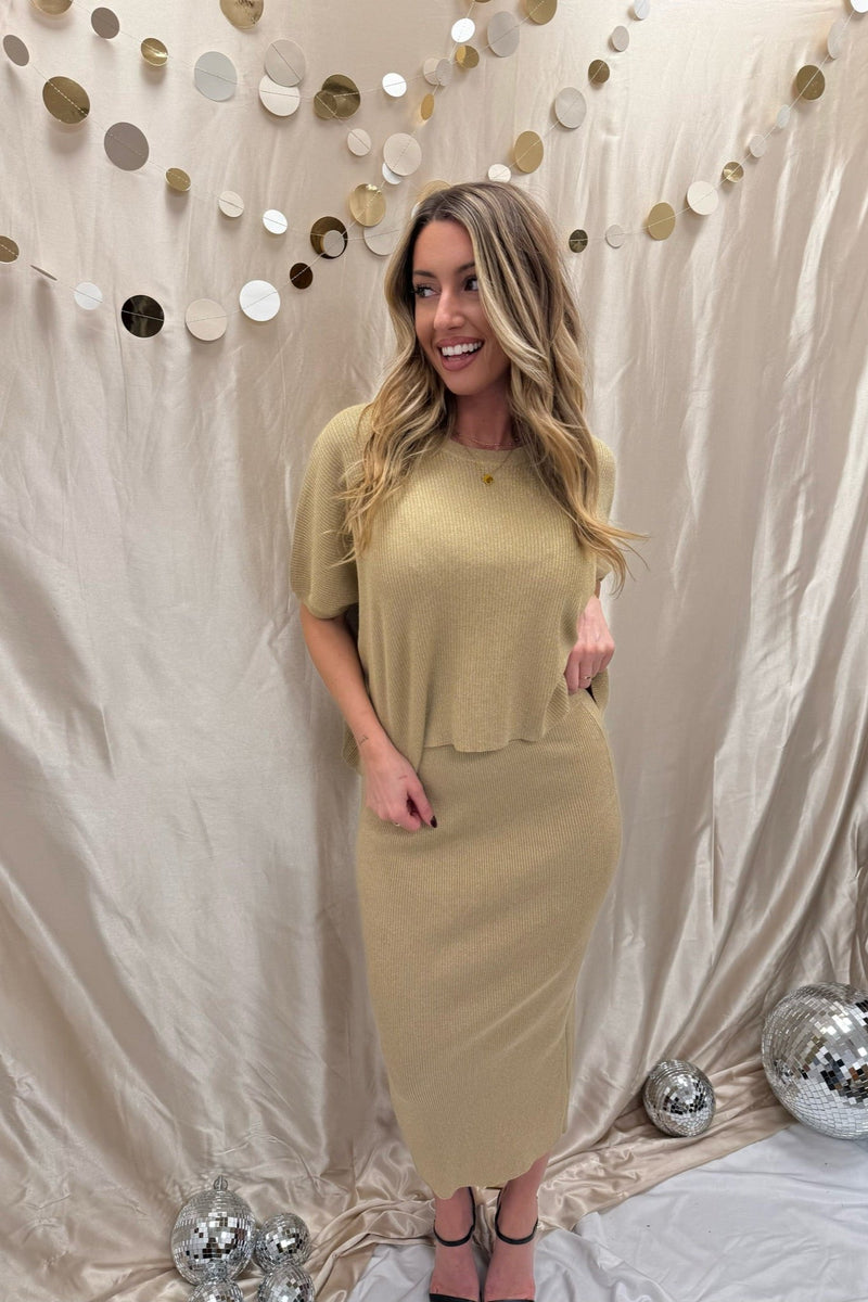 rae of light gold midi skirt