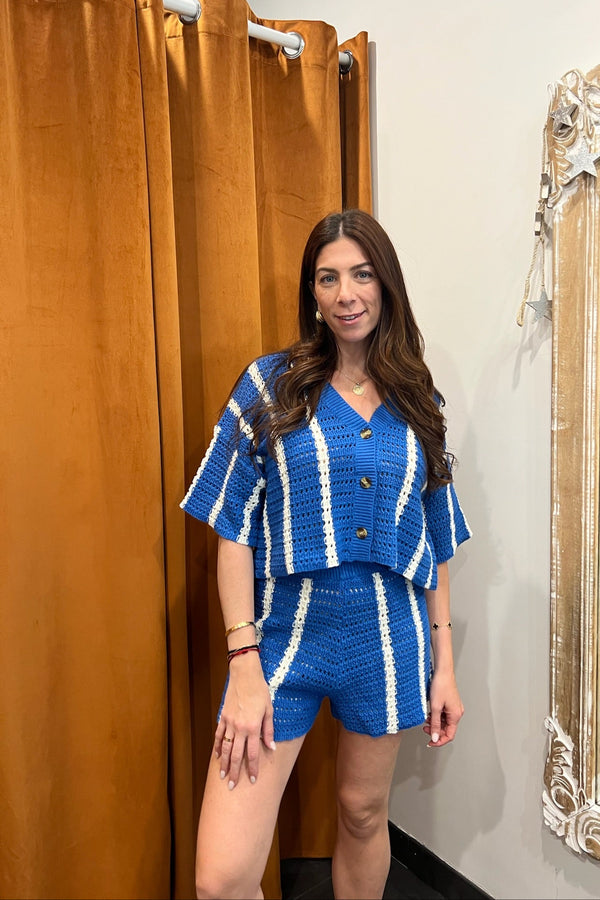 blue lagoon knit shorts
