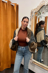 argyle jacquard-knit shrug cardigan