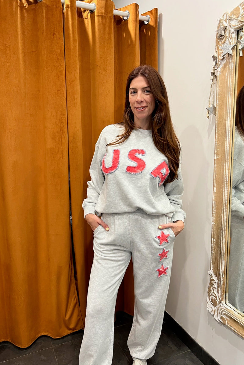 star spangled patched joggers