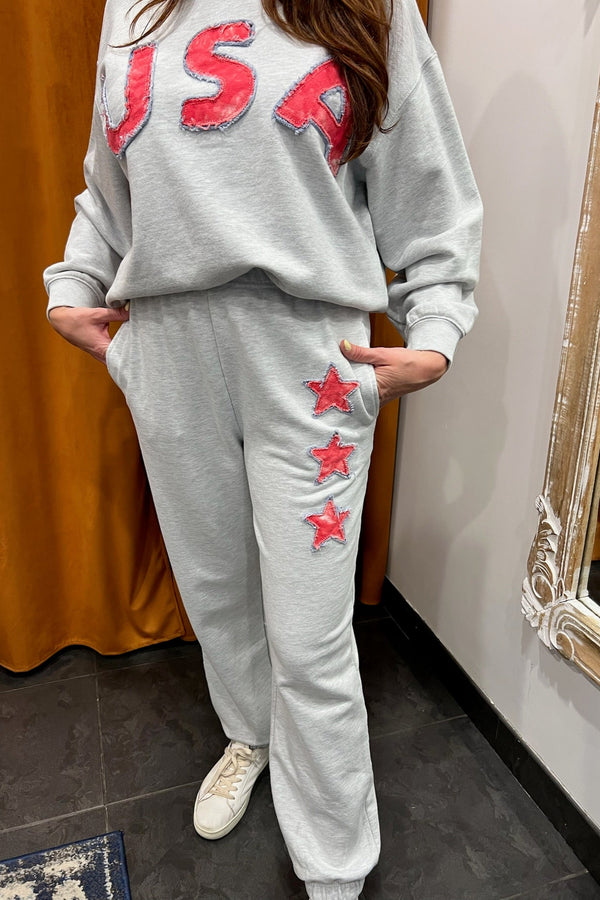star spangled patched joggers