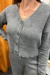 heather grey terry cardigan