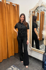 coco lurex straight leg pants