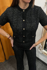 coco lurex short sleeve cardigan