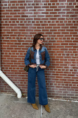 country lines suede contrast denim jacket