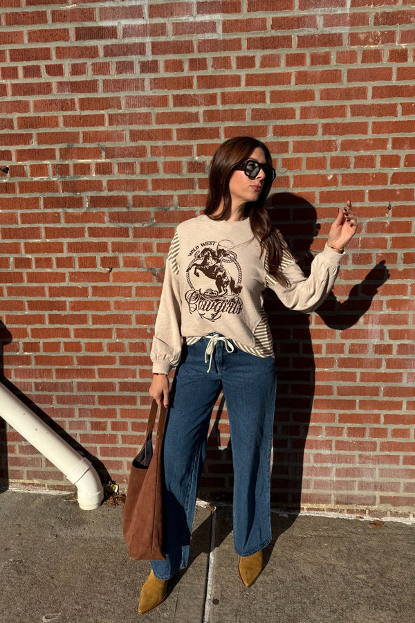 wild west oversized graphic knit top