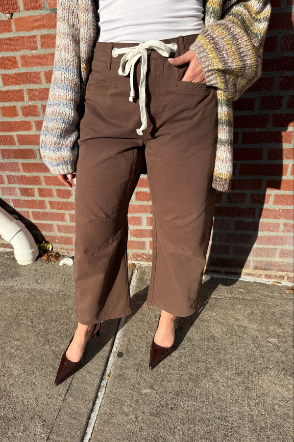 nashville chocolate brown drawstring barrel jeans