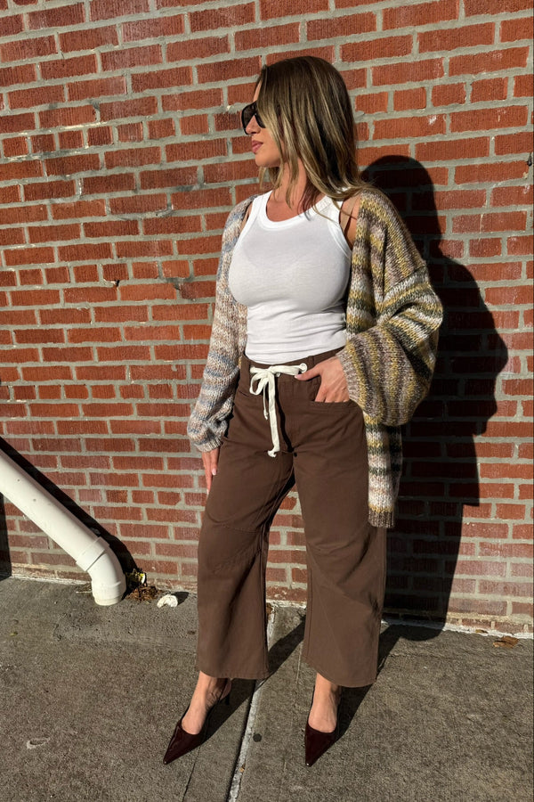 nashville chocolate brown drawstring barrel jeans