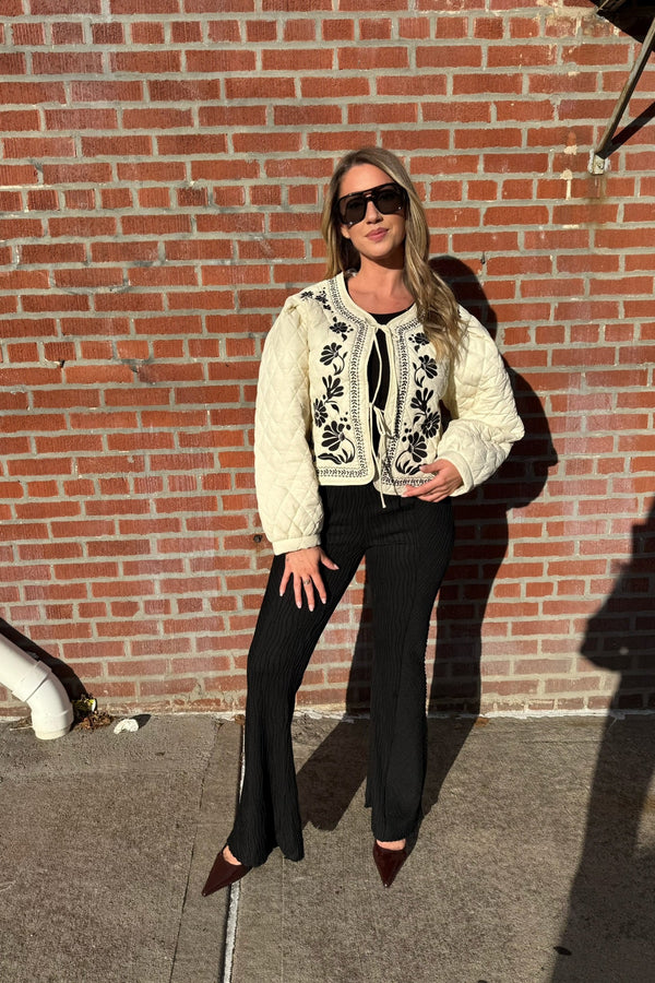 fearless floral embroidered quilted jacket