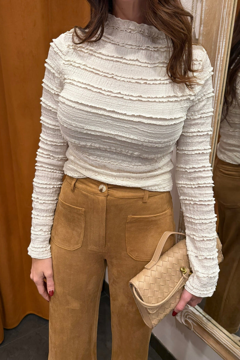 ruffled up mock neck top