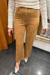 western woman suede pants- camel