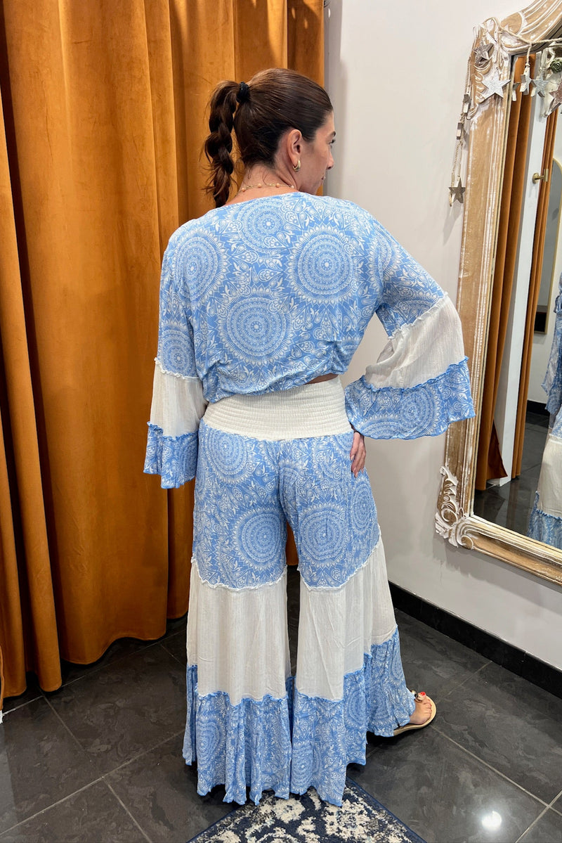 yacht time striped wide leg pants