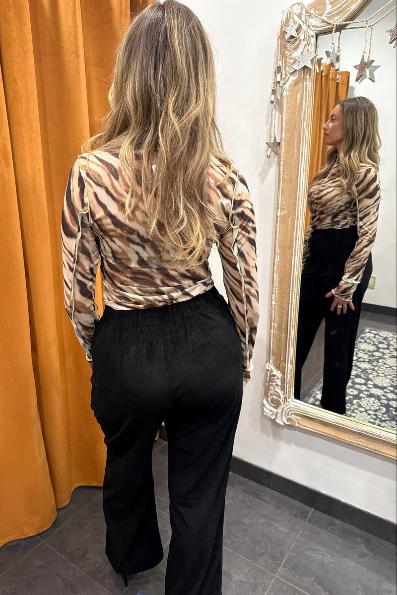 smooth suede wide leg pants