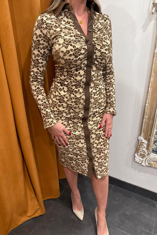 autumn floral midi shirt dress