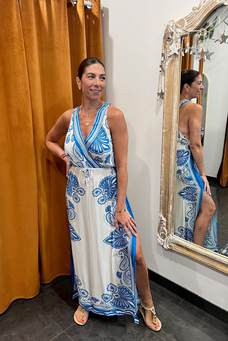 jet to mykonos printed maxi dress