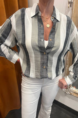 midnight metallic button down shirt