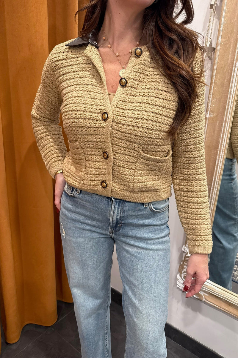 high society detachable collar cardigan