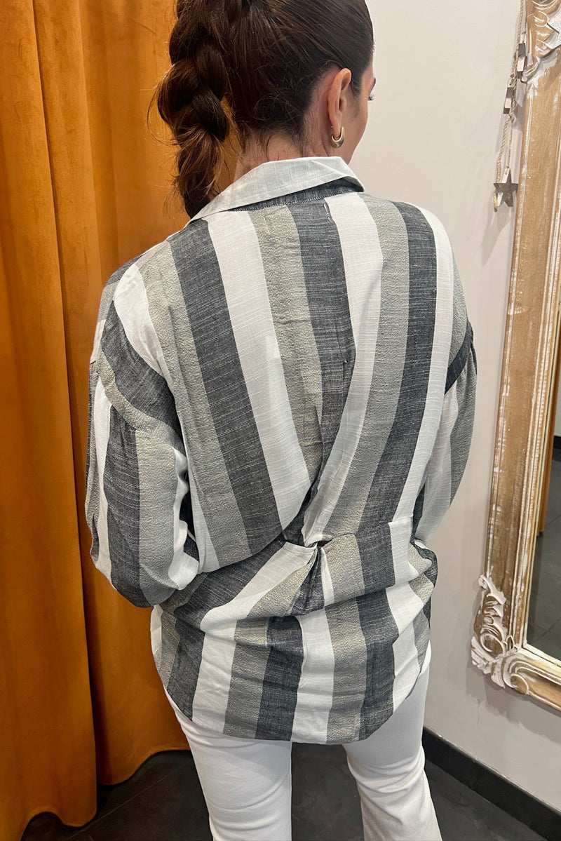 midnight metallic button down shirt
