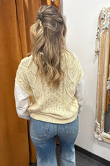 perfect pair cable knit collared shirt sweater