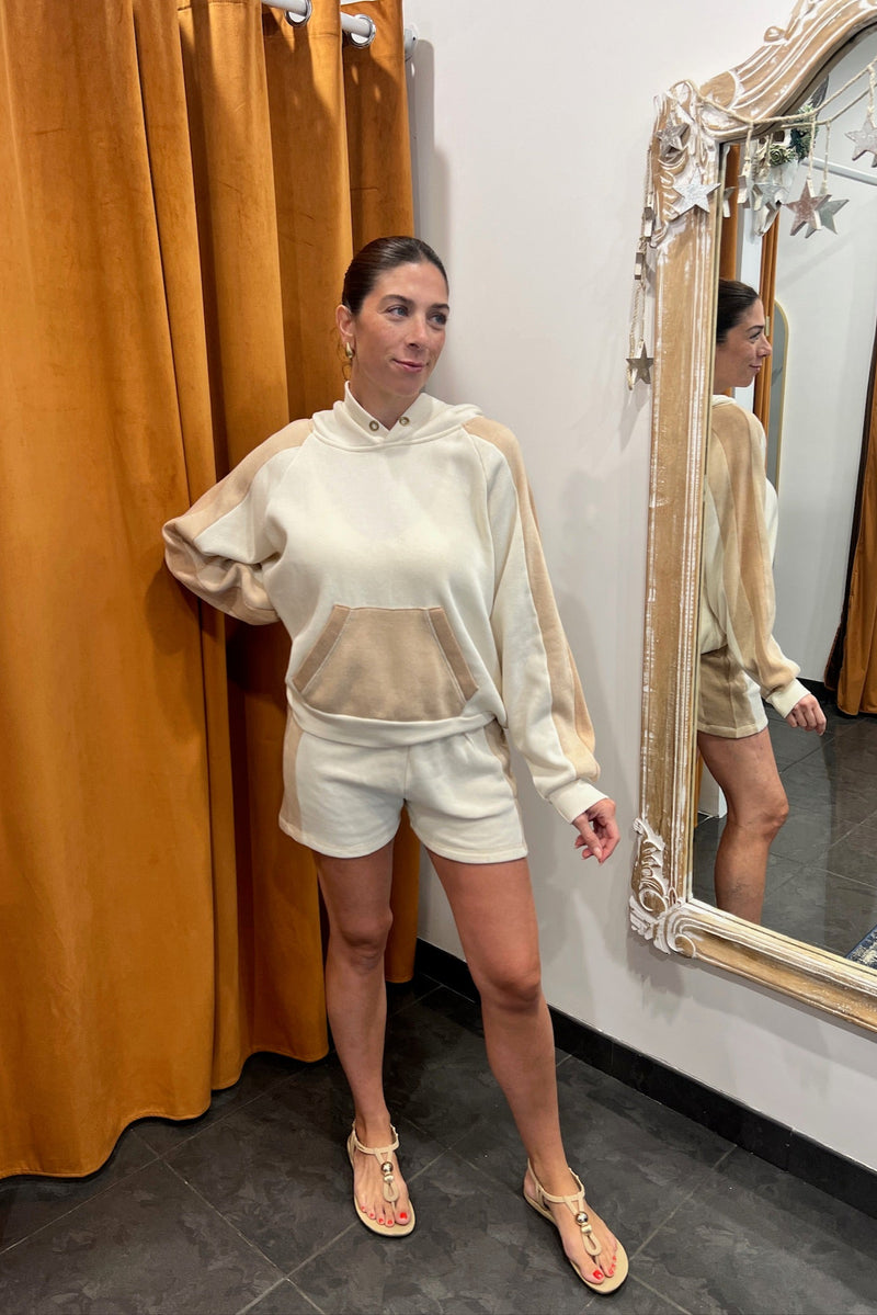 coconut colorblock fleece shorts