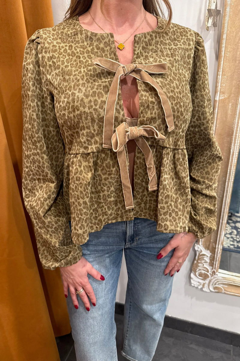 growl power front-tie blouse