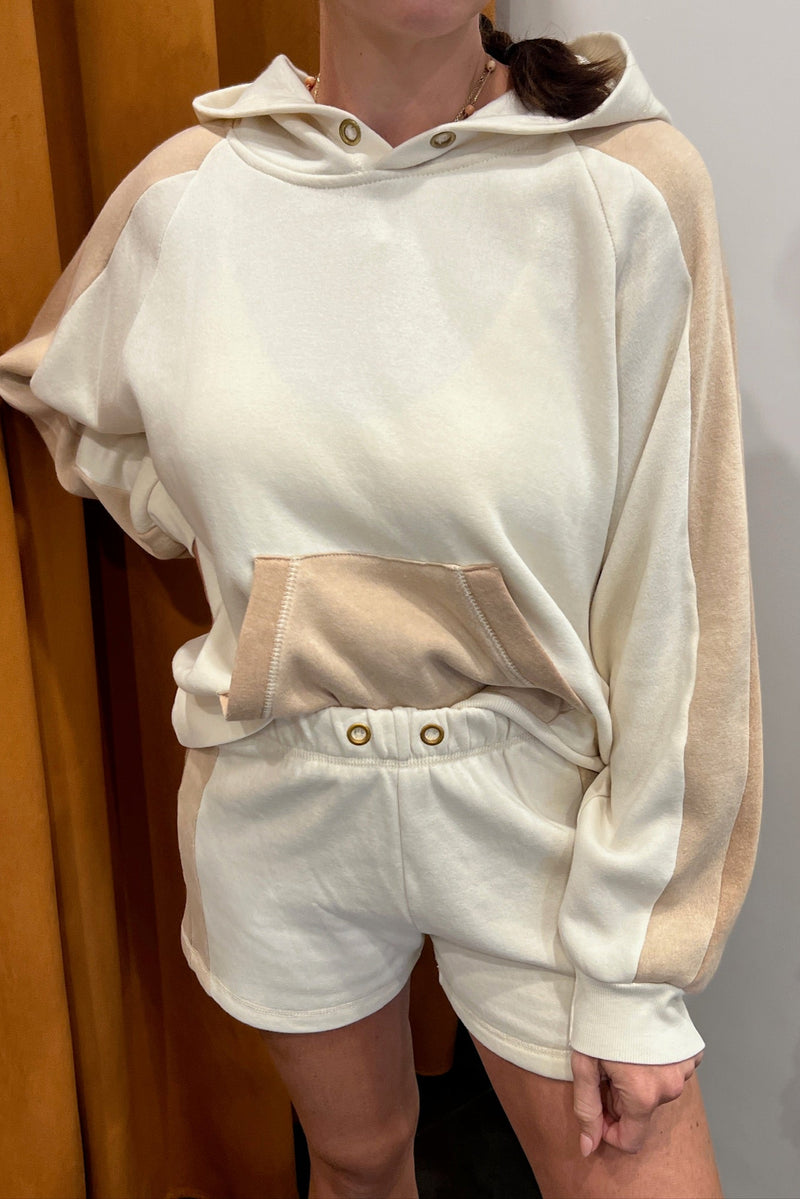 coconut colorblock fleece shorts