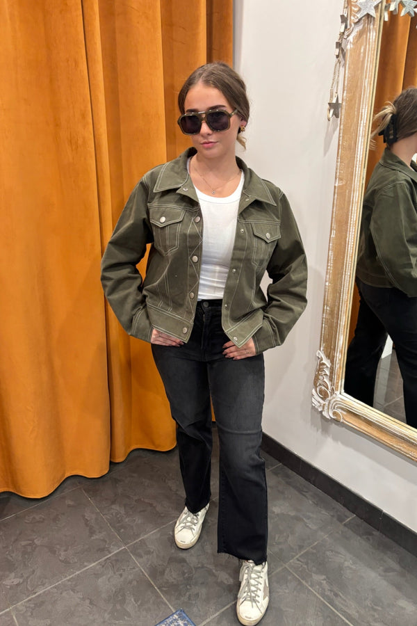 olive contrast jacket