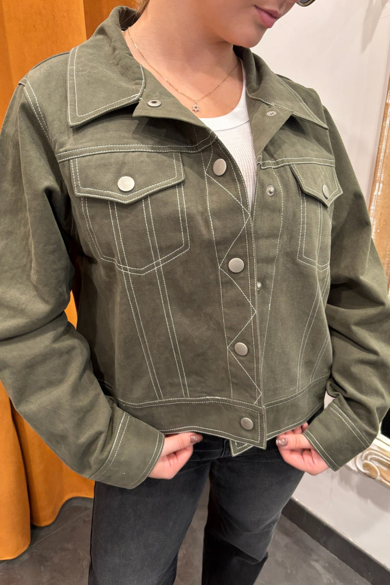 olive contrast jacket