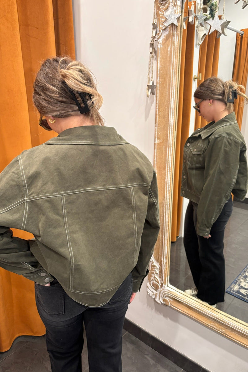 olive contrast jacket