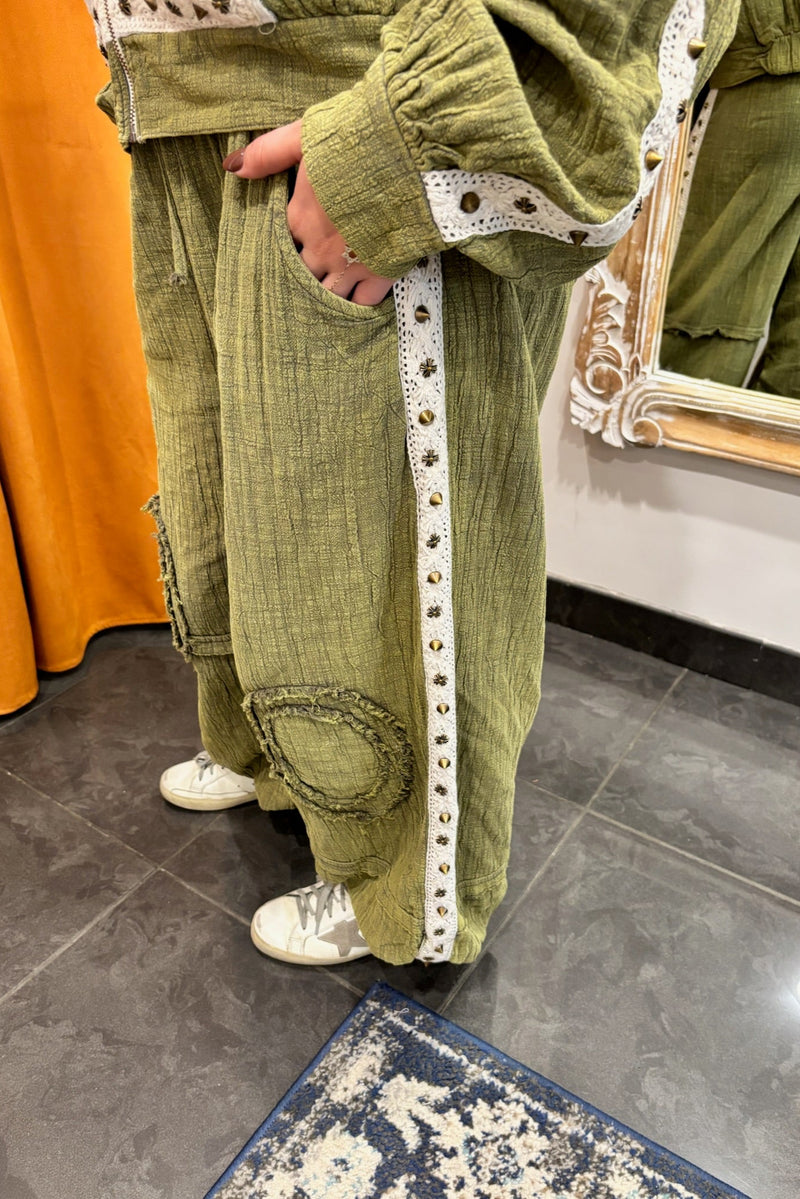 vintage olive gauze joggers