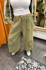 vintage olive gauze joggers