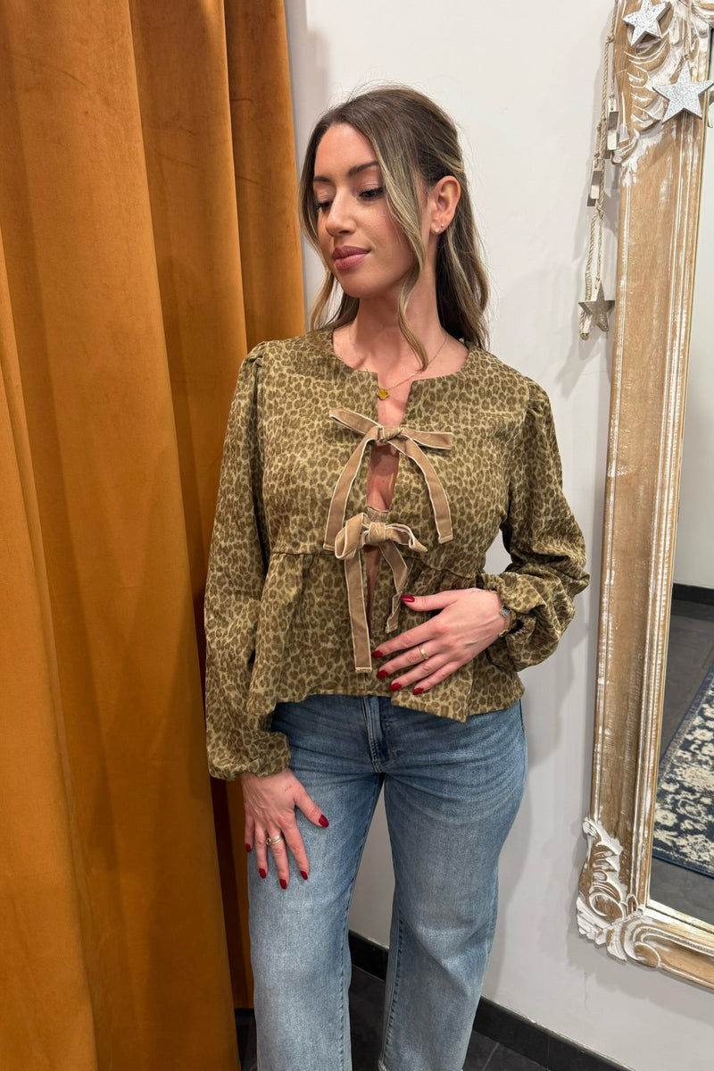 growl power front-tie blouse