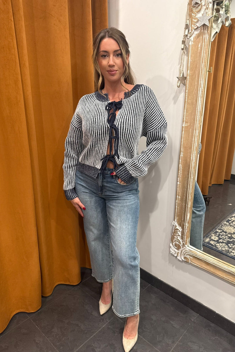 midnight navy two tone cardigan