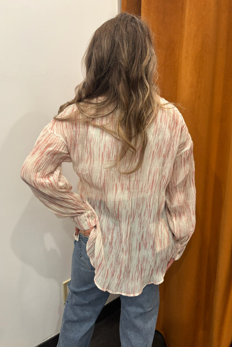all peachy pleated collared shirt