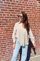 caramel striped button down shirt