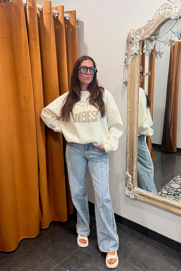 all the good vibes ivory sweatshirt