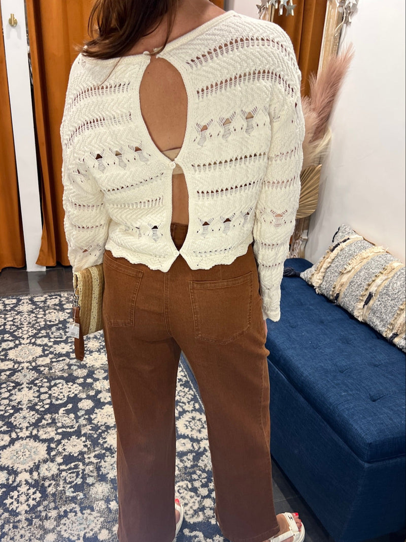 chestnut straight leg twill pants