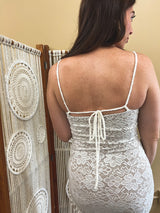 draped in lace dress