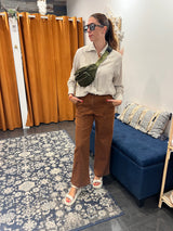 chestnut straight leg twill pants