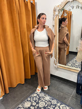toffee cloud fleece quarter zip sweater