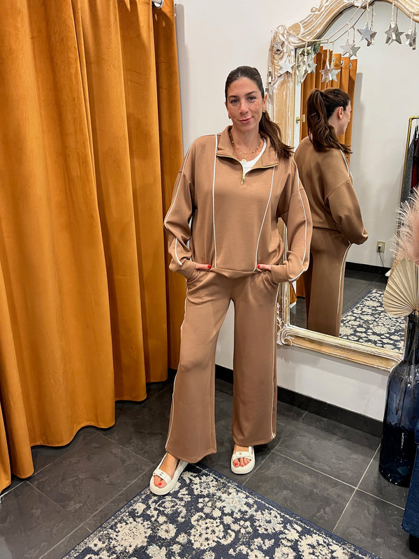 toffee cloud fleece quarter zip sweater