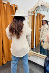 light & sweet plaid collared shacket