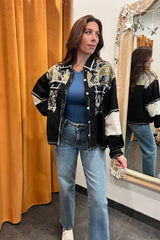 black lace patchwork shacket