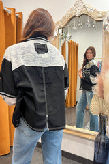 black lace patchwork shacket