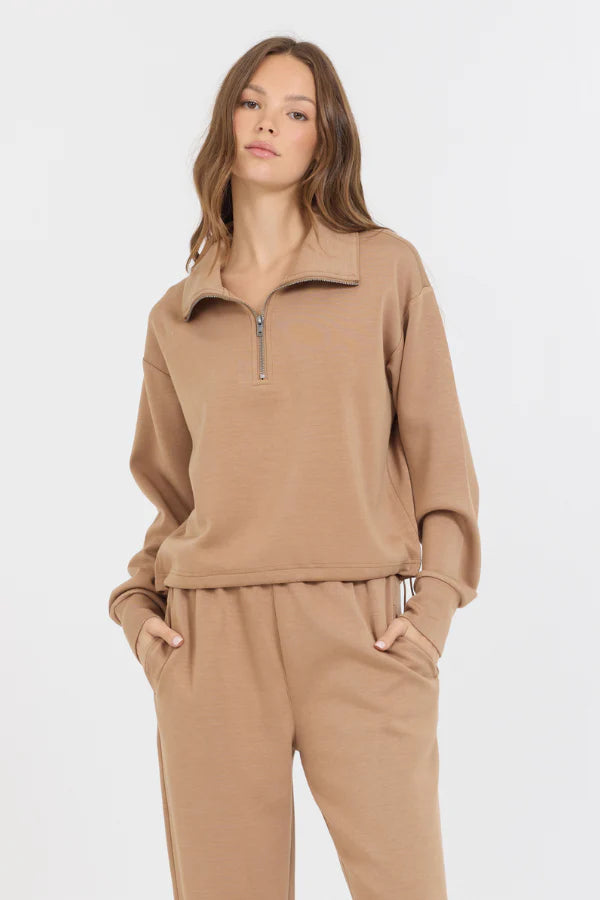 caramel cloud fleece quarter zip