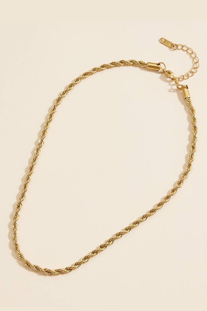 gold rope stainless steel necklace